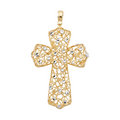 18k Gold Two Tone Filigree Openwork Cross Pendant
