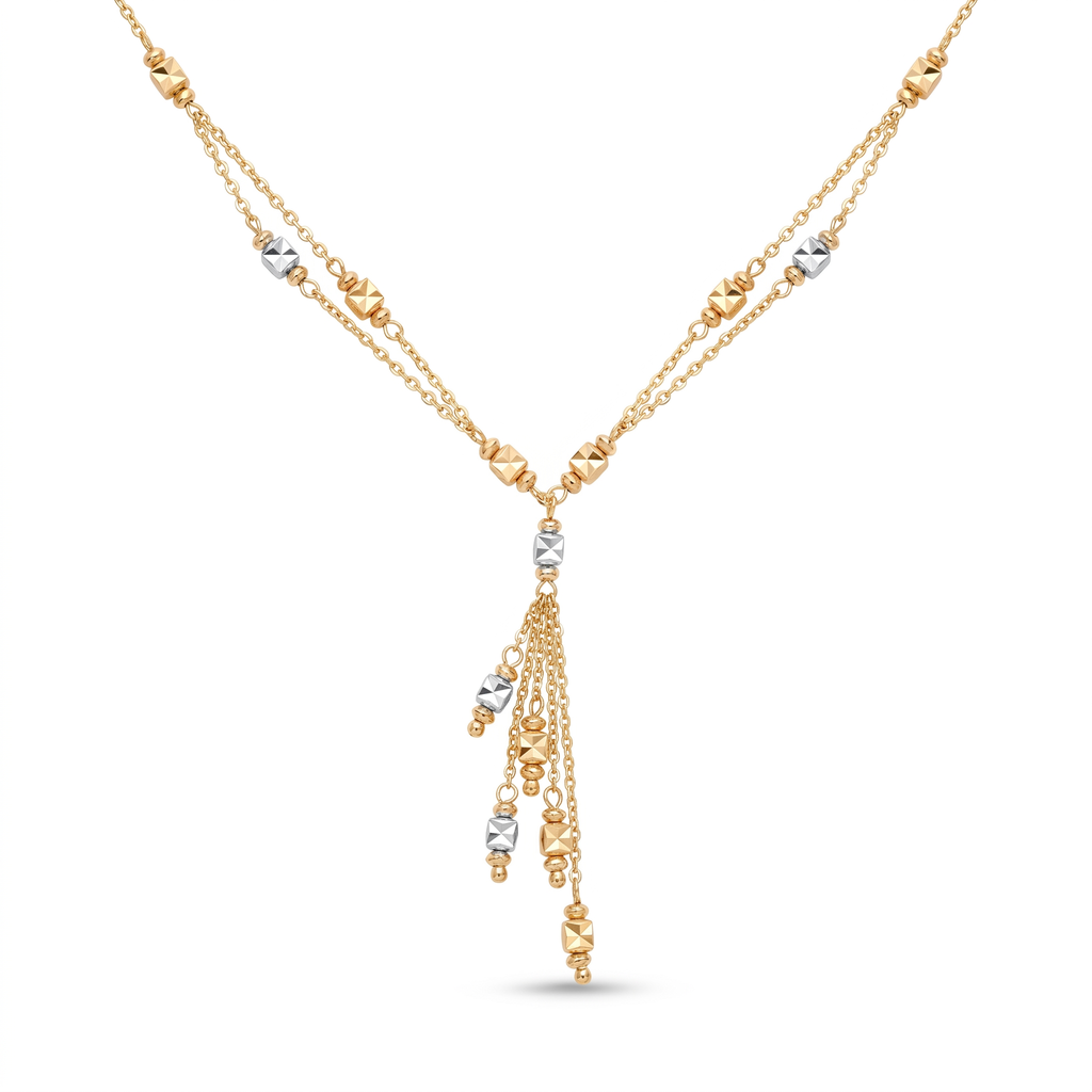 18K Two Tone Gold Dangle Necklace