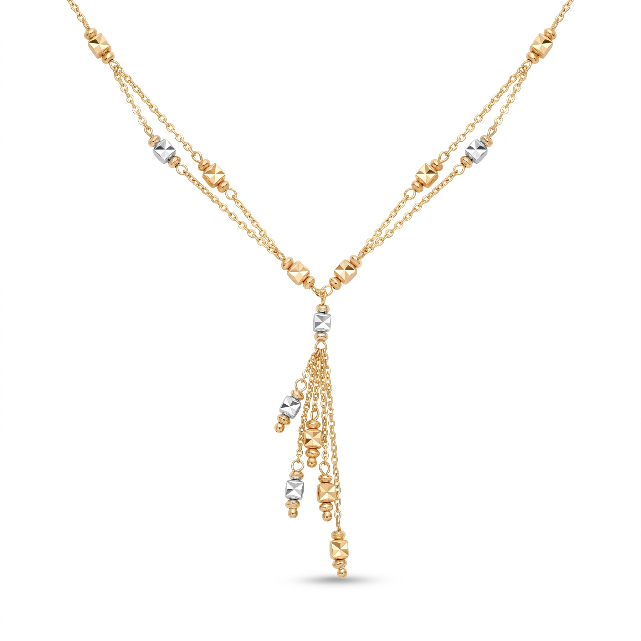 18K Two Tone Gold Dangle Necklace