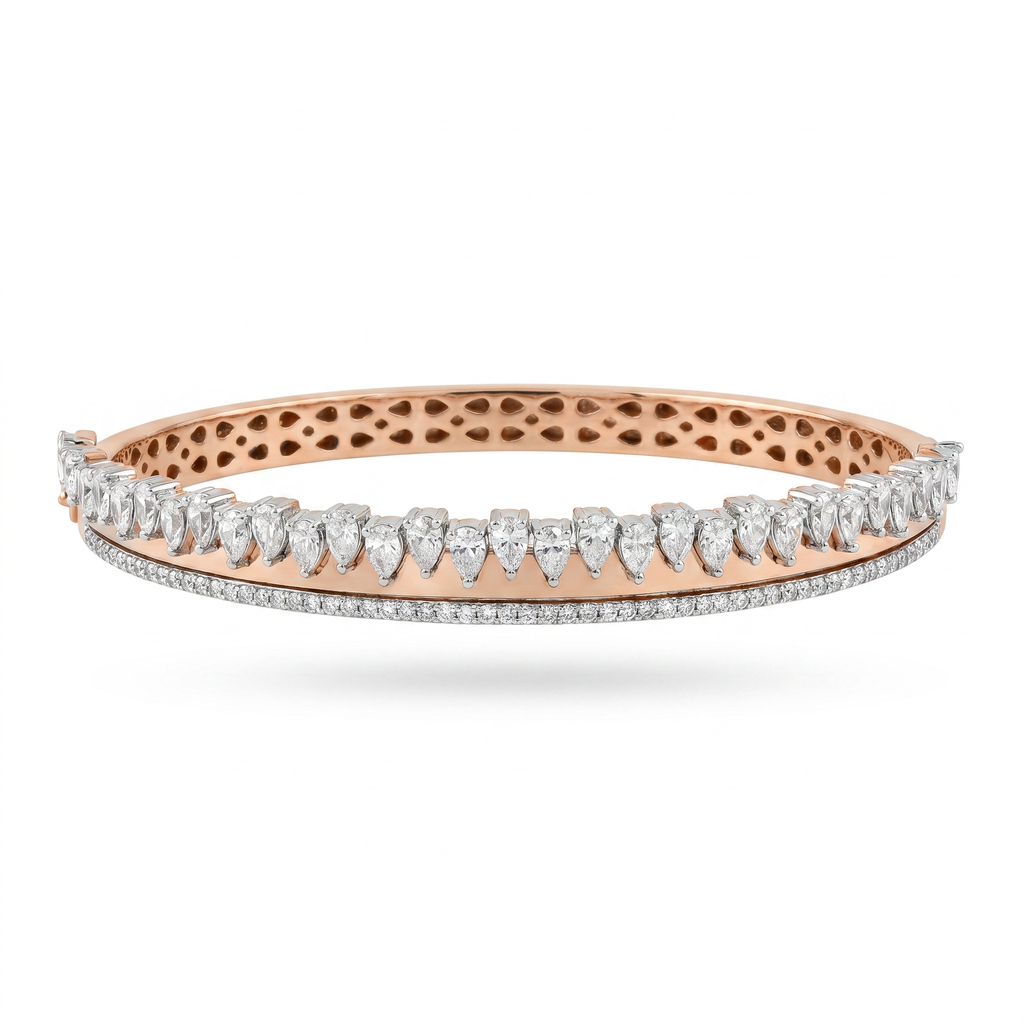 Diamond Two Tone Gold Bangle Bracelet