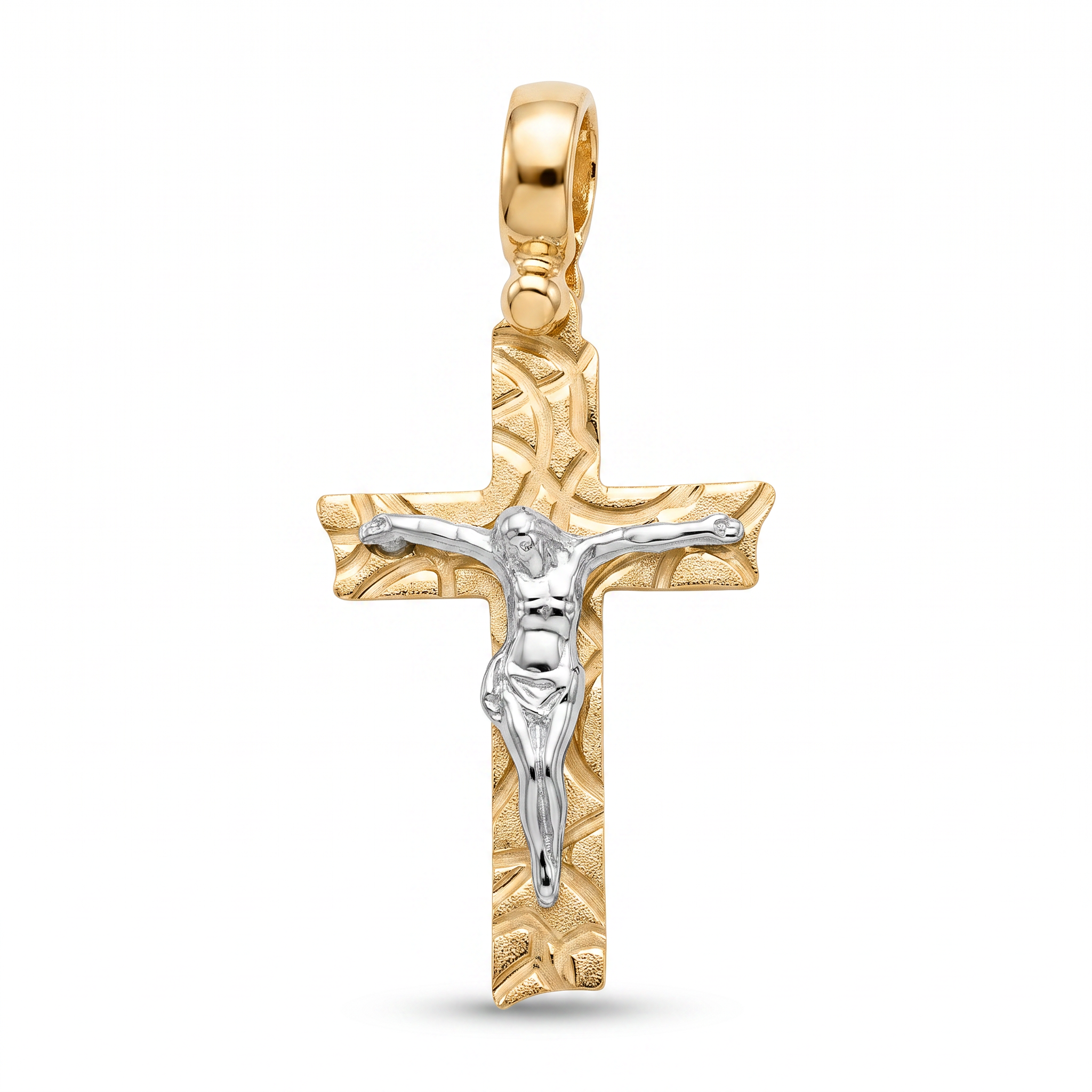 18K Two Tone Gold Crucifix Pendant