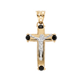 18K Two Tone Gold Crucifix Pendant