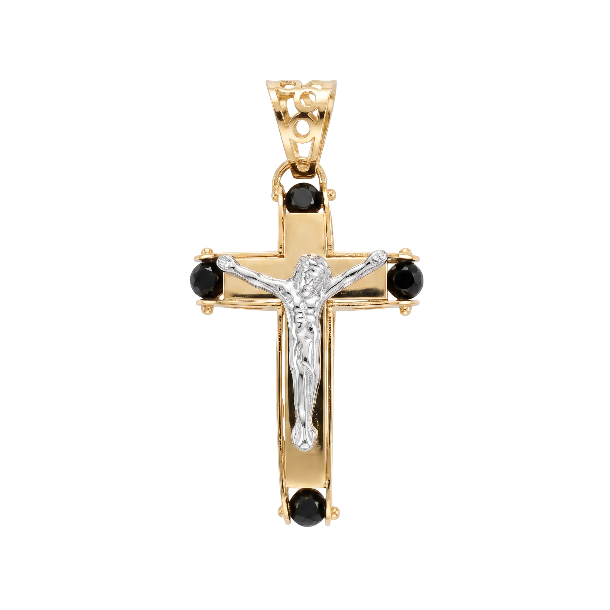 18K Two Tone Gold Crucifix Pendant