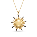 18K Yellow Gold Black Rhodium Sun Necklace