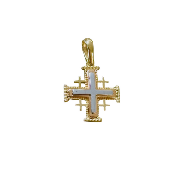 18k Gold Multicolor Cross Pendant