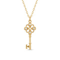 18K Yellow Gold Cubic Zirconia Key Necklace