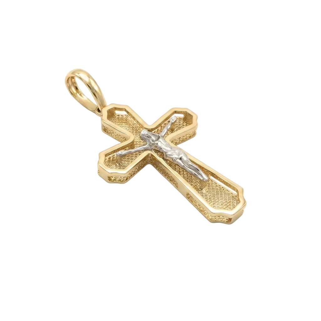 18K Two Tone Small Crucifix Pendant