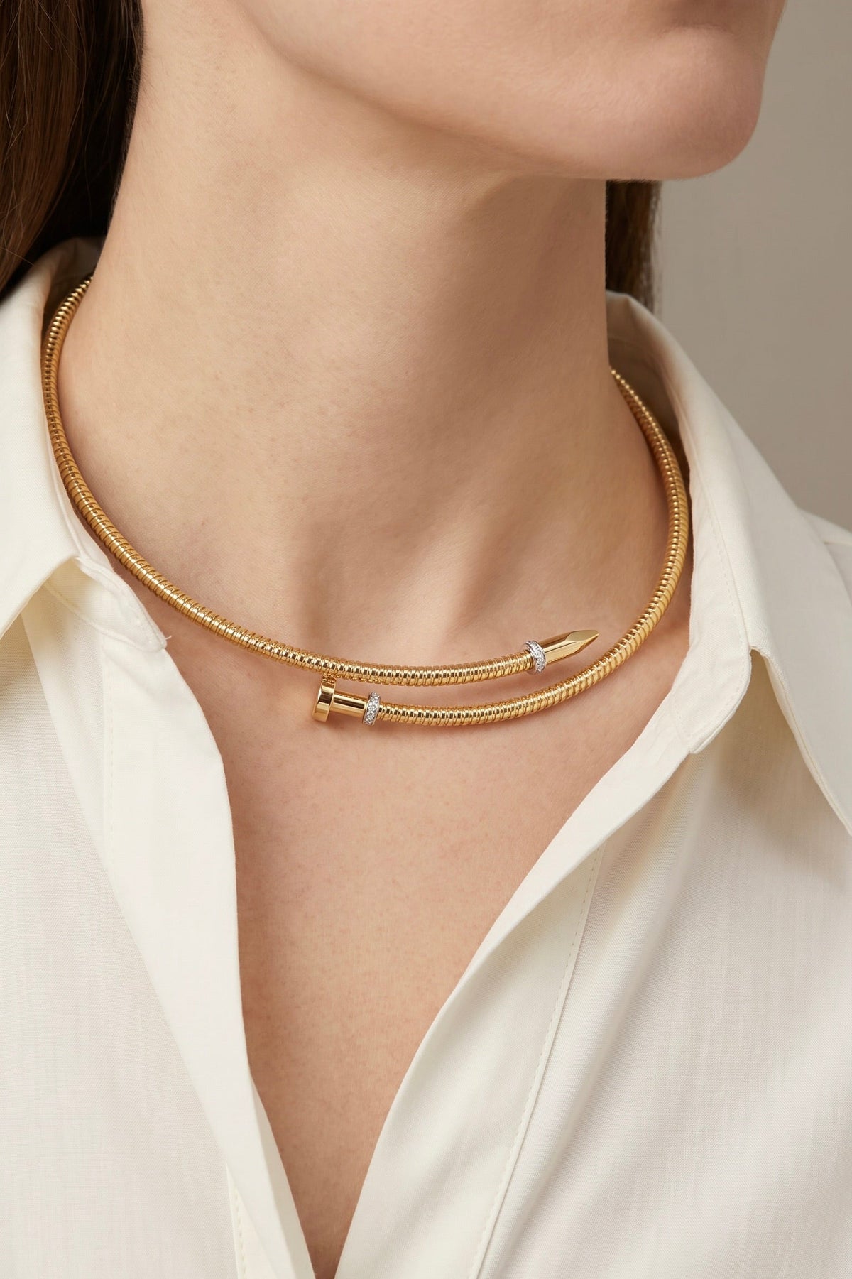 Diamond Two Tone Gold Choker Necklace