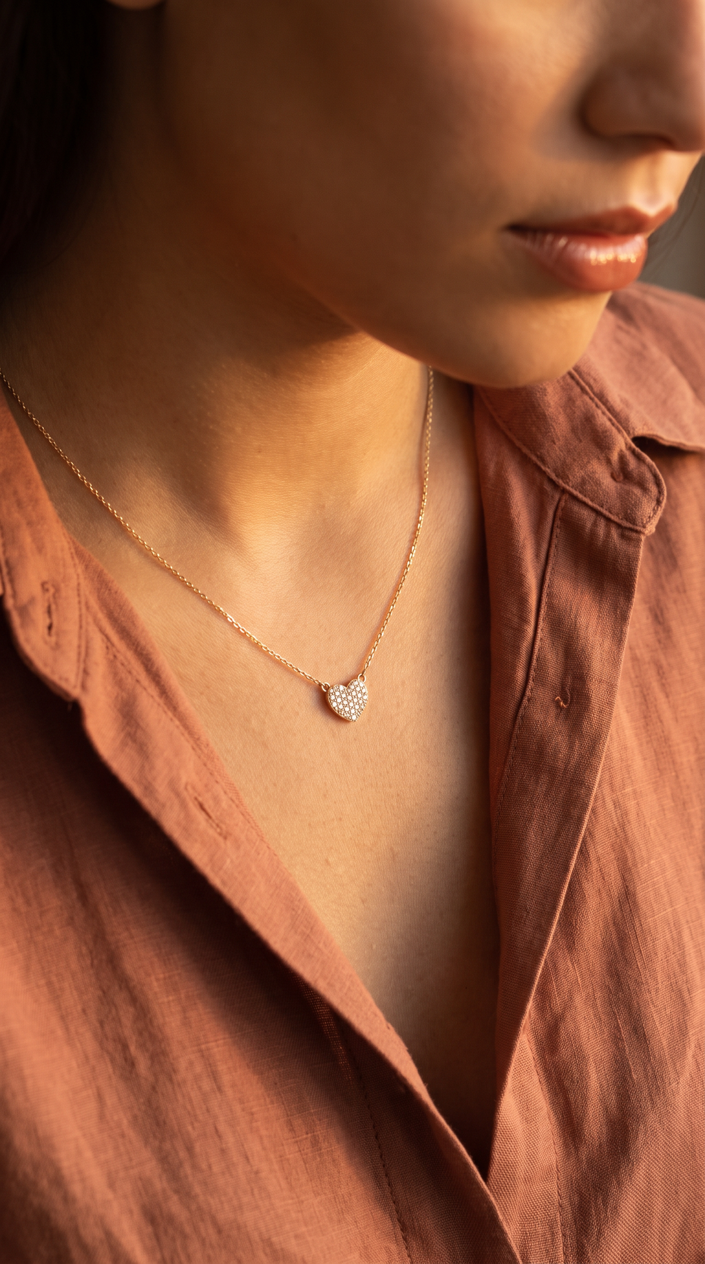 Diamond Yellow Gold Heart Chain Necklace