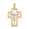 18K Two Tone Gold Crucifix Pendant