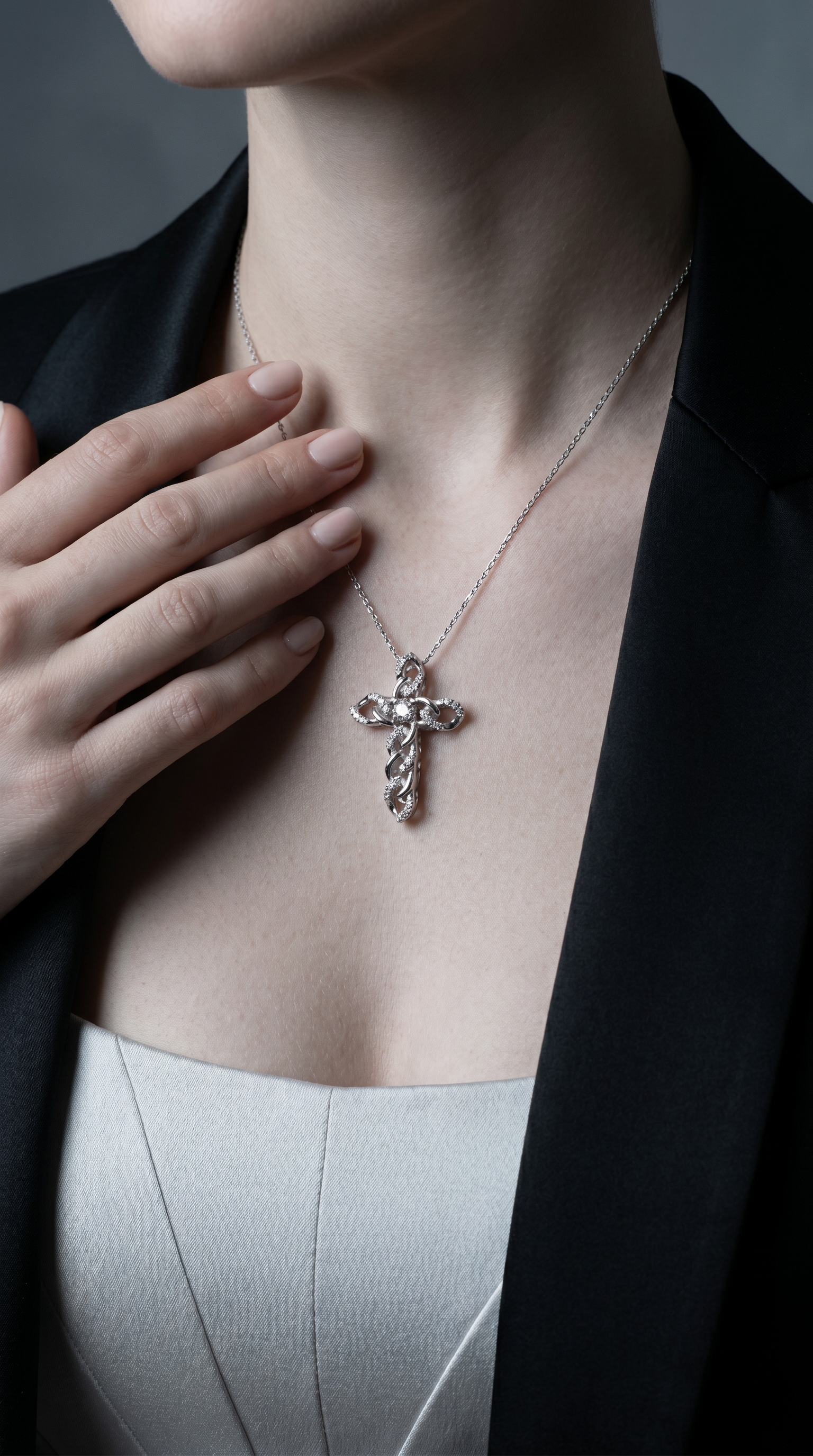 Diamond White Gold Cross Necklace