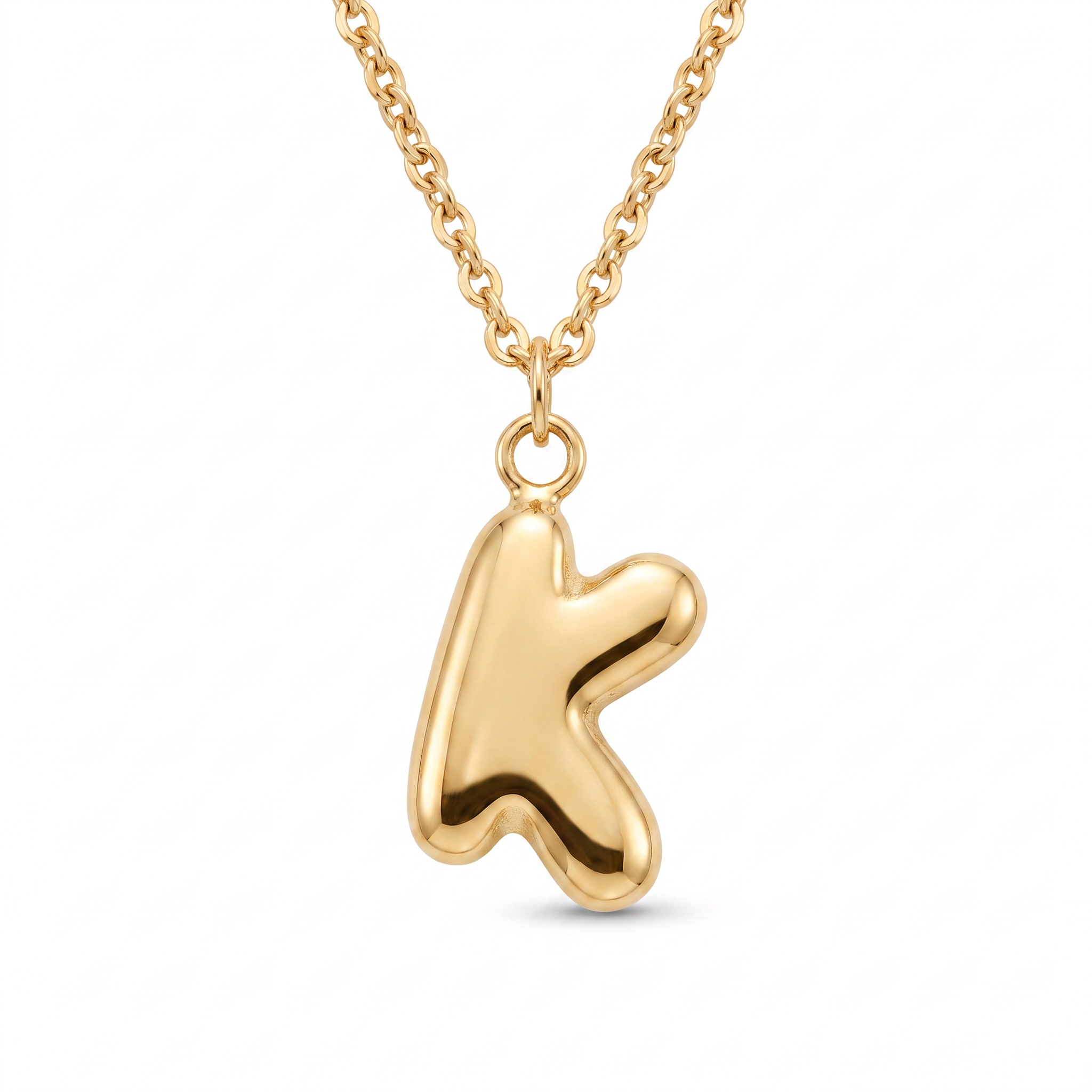 18K Yellow Gold Letter K Chain Necklace