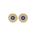 18K Yellow Gold White & Blue Cubic Zirconia Stud Earring