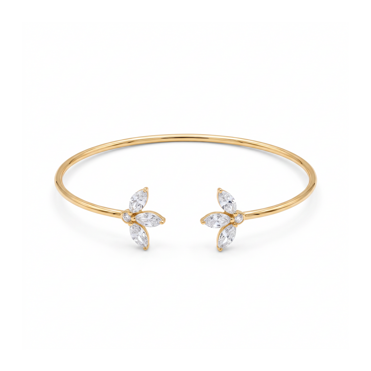 18K Yellow Gold Cubic Zirconia Baby Cuff Bracelet