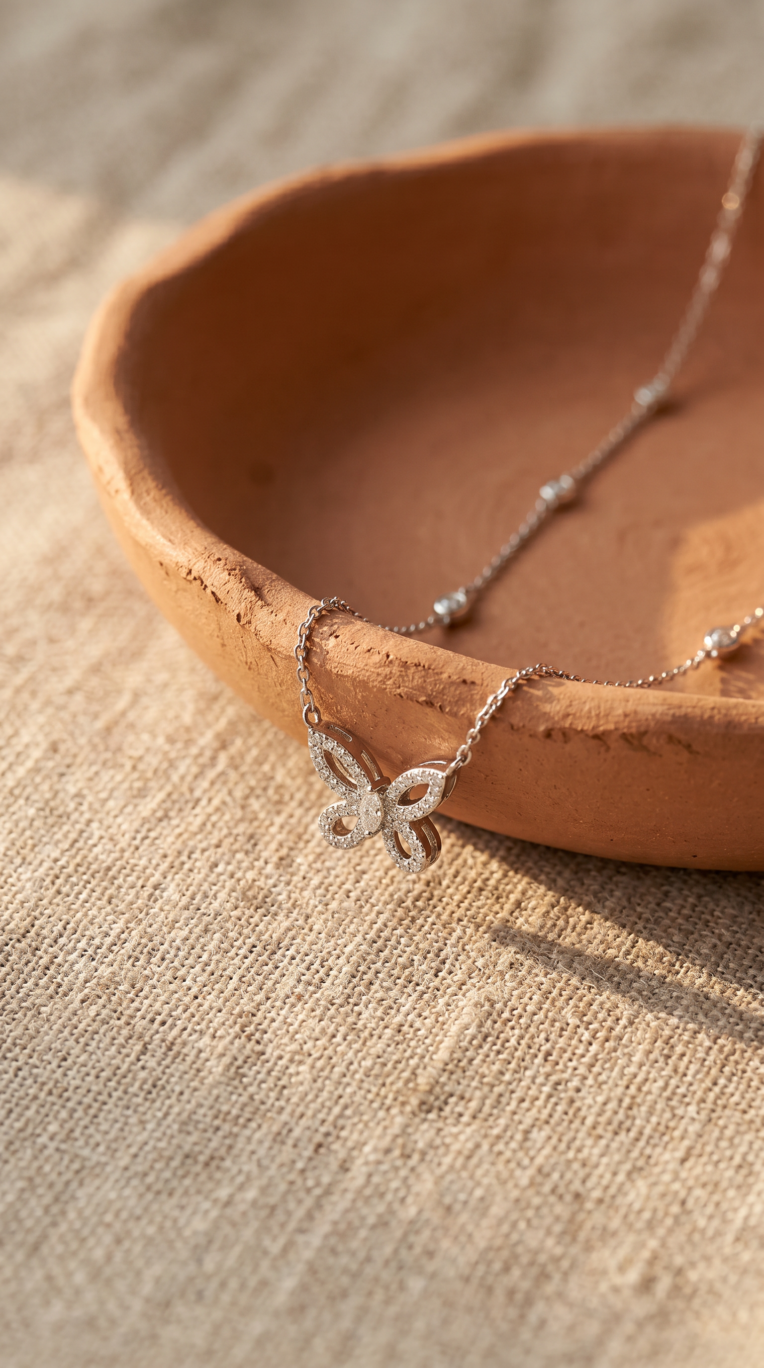 Diamond White Gold Butterfly Necklace