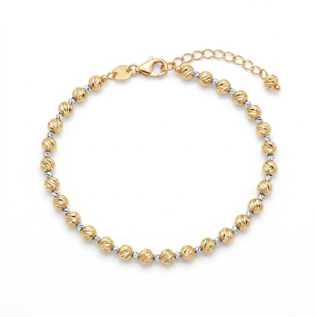 18K Two Tone Gold Beaded Bracelet