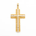 18K Two Tone Gold Filigree Diamond-Cut Cross Pendant