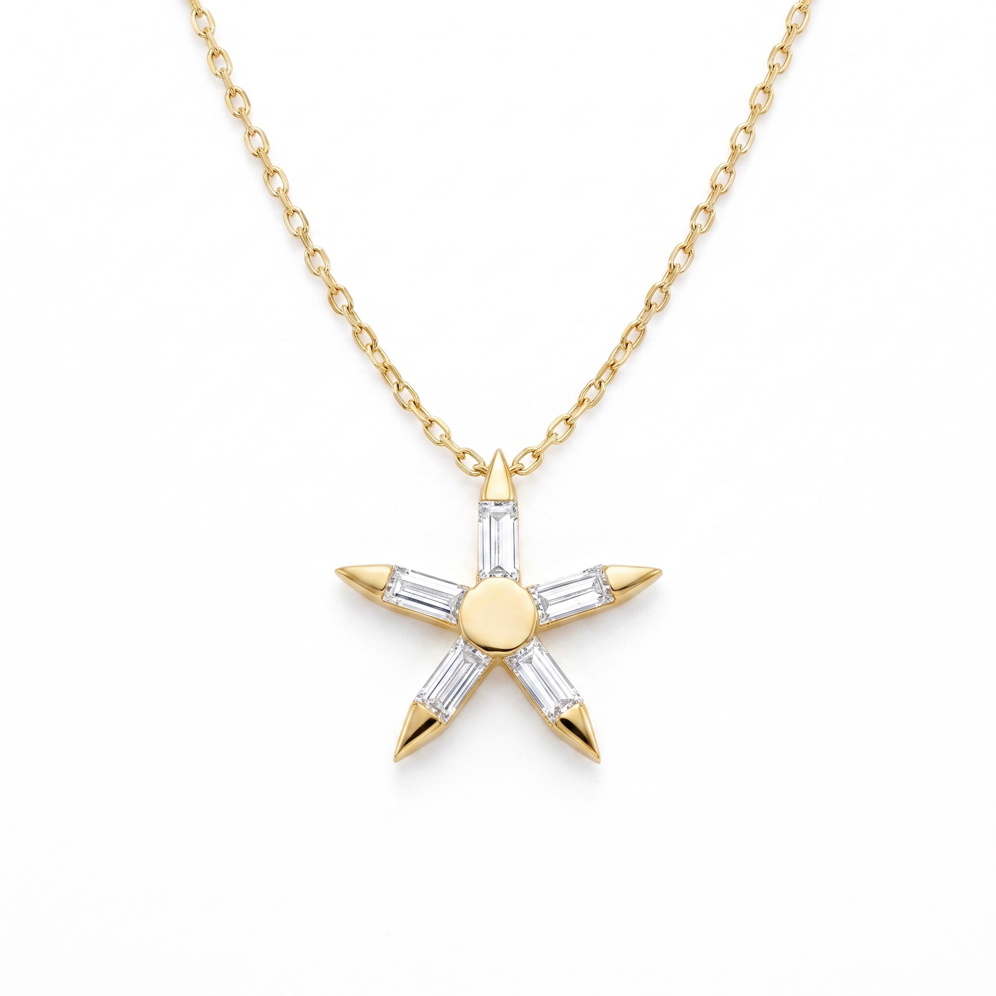18K Yellow Gold Cubic Zirconia Star Necklace