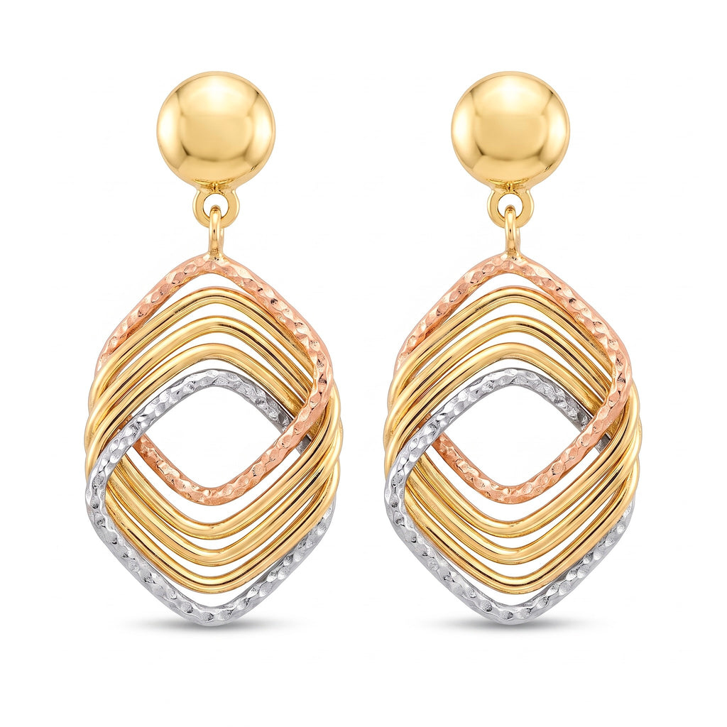 18K Multicolor Gold Dangle Earring