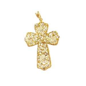 18k Gold Two Tone Cross Pendant