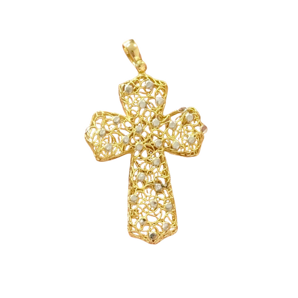 18k Gold Two Tone Cross Pendant