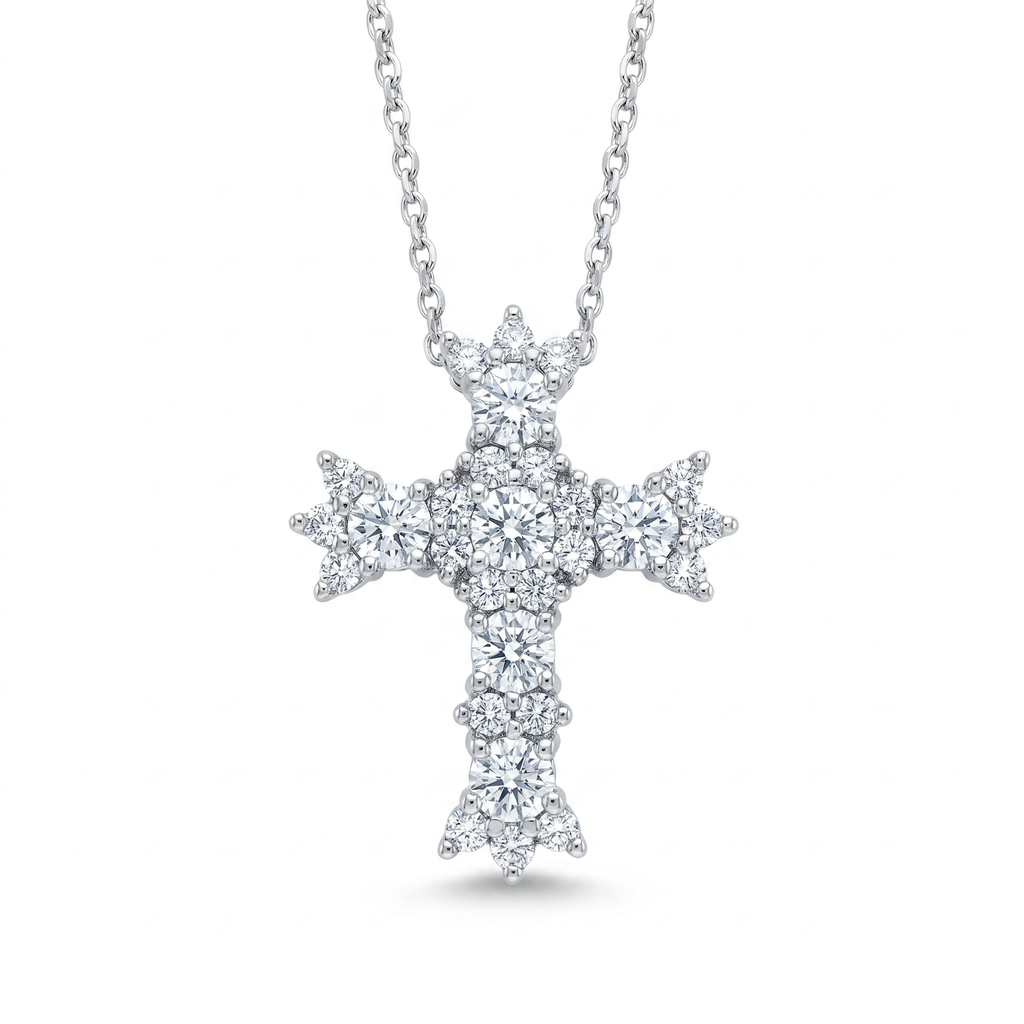 Diamond White Gold Cross Necklace