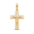 18K Two Tone Gold Crucifix Pendant