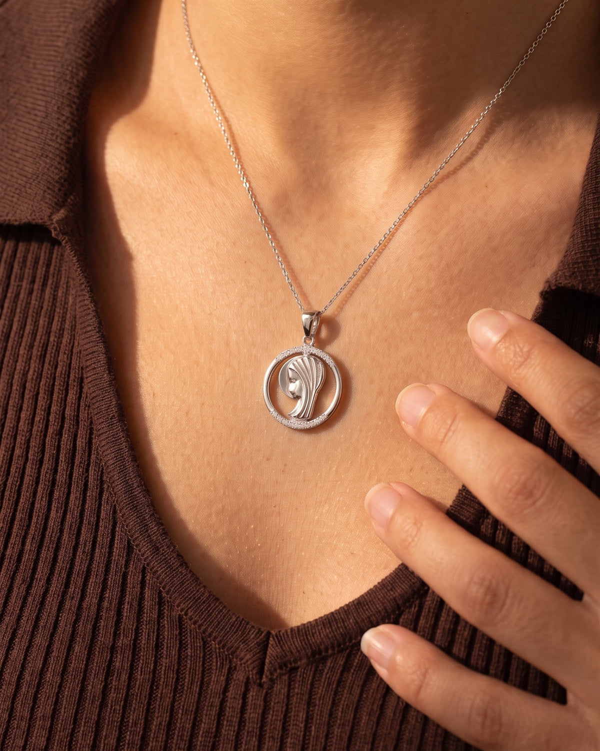Diamond White Gold Mary Pendant
