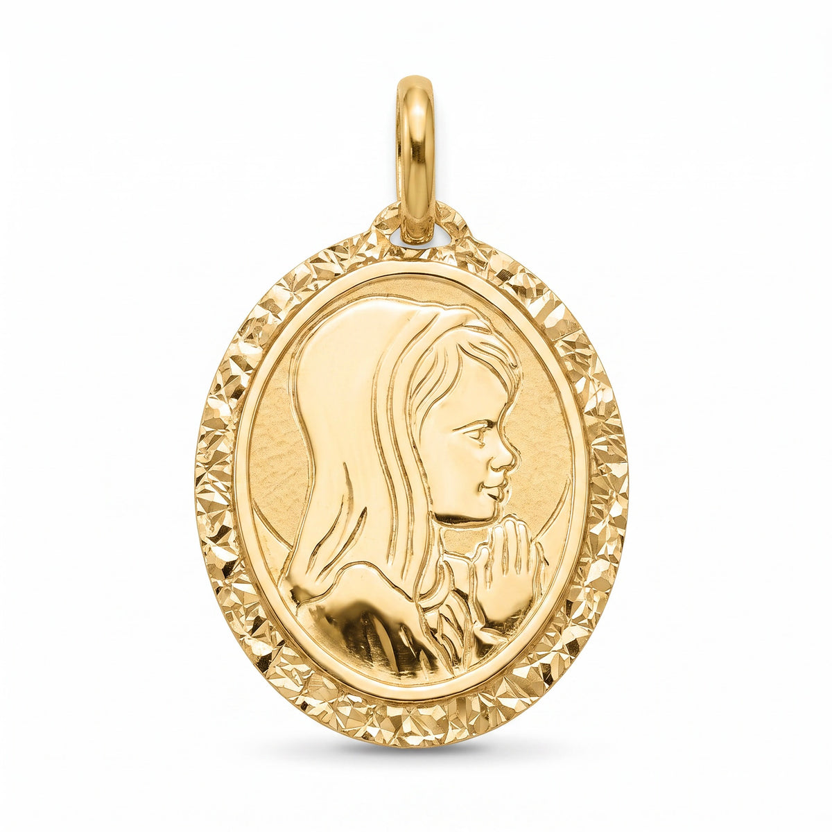 18K Gold Praying Pendant
