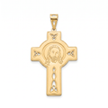 18K Yellow Gold Jesus face Cross Pendant