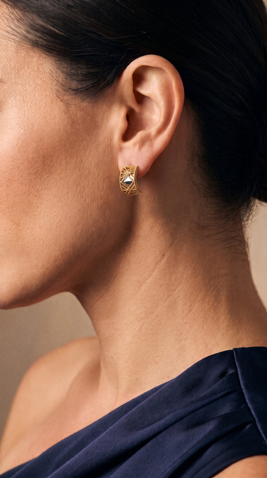 18K Two Tone Gold Earring