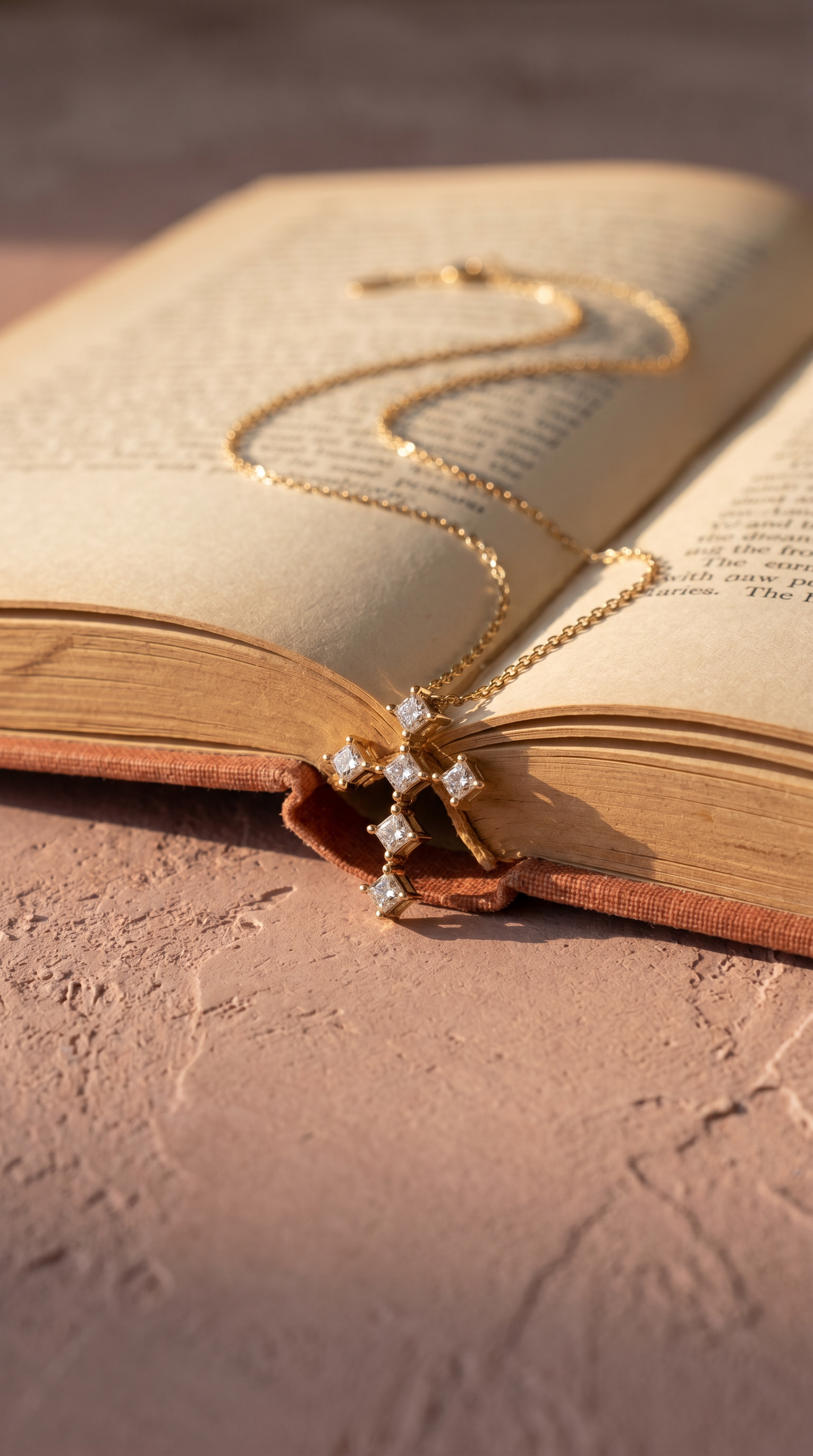 Diamond Yellow Gold Cross Necklace