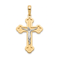 18K Two Tone Gold Crucifix Pendant
