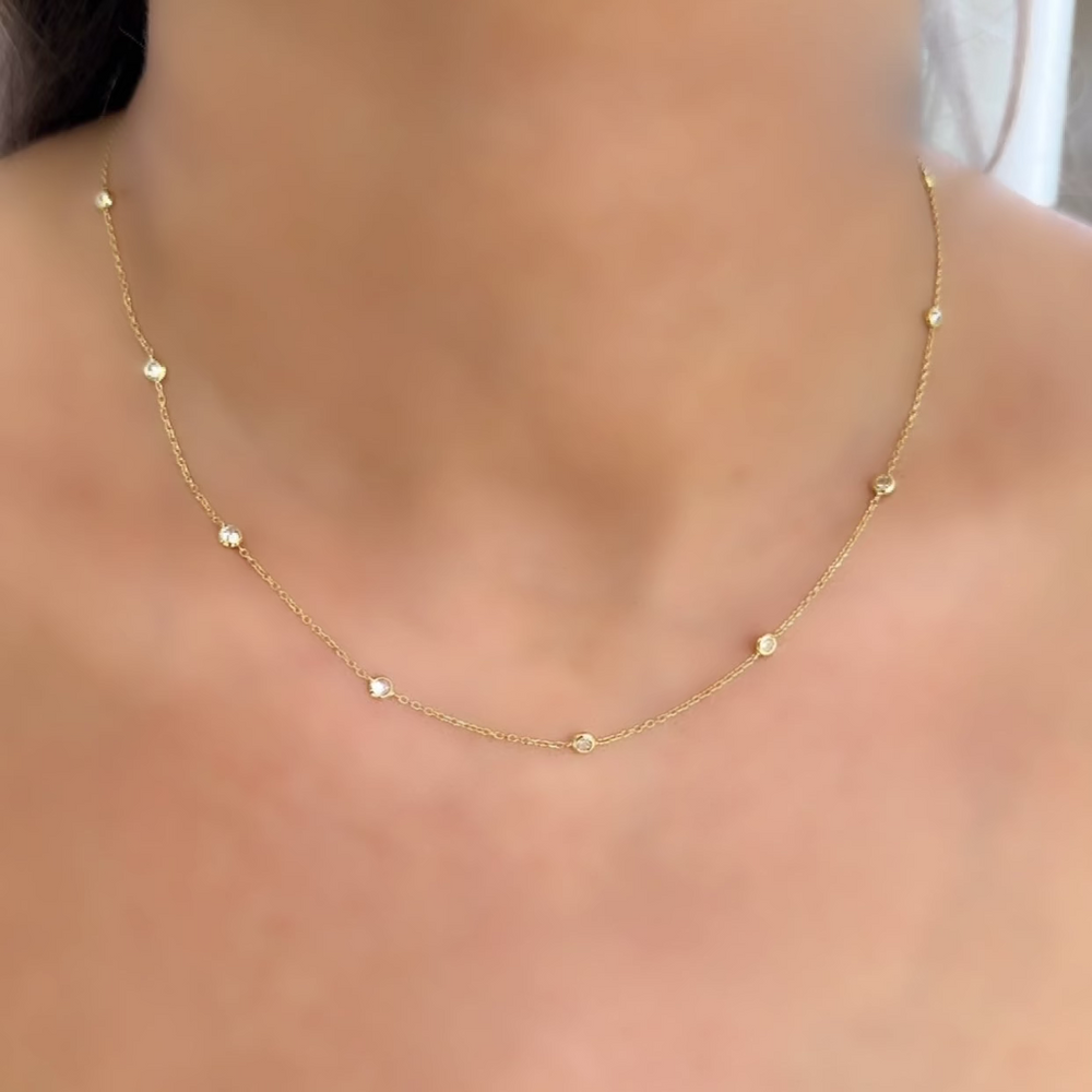 18K Gold CZ Necklace