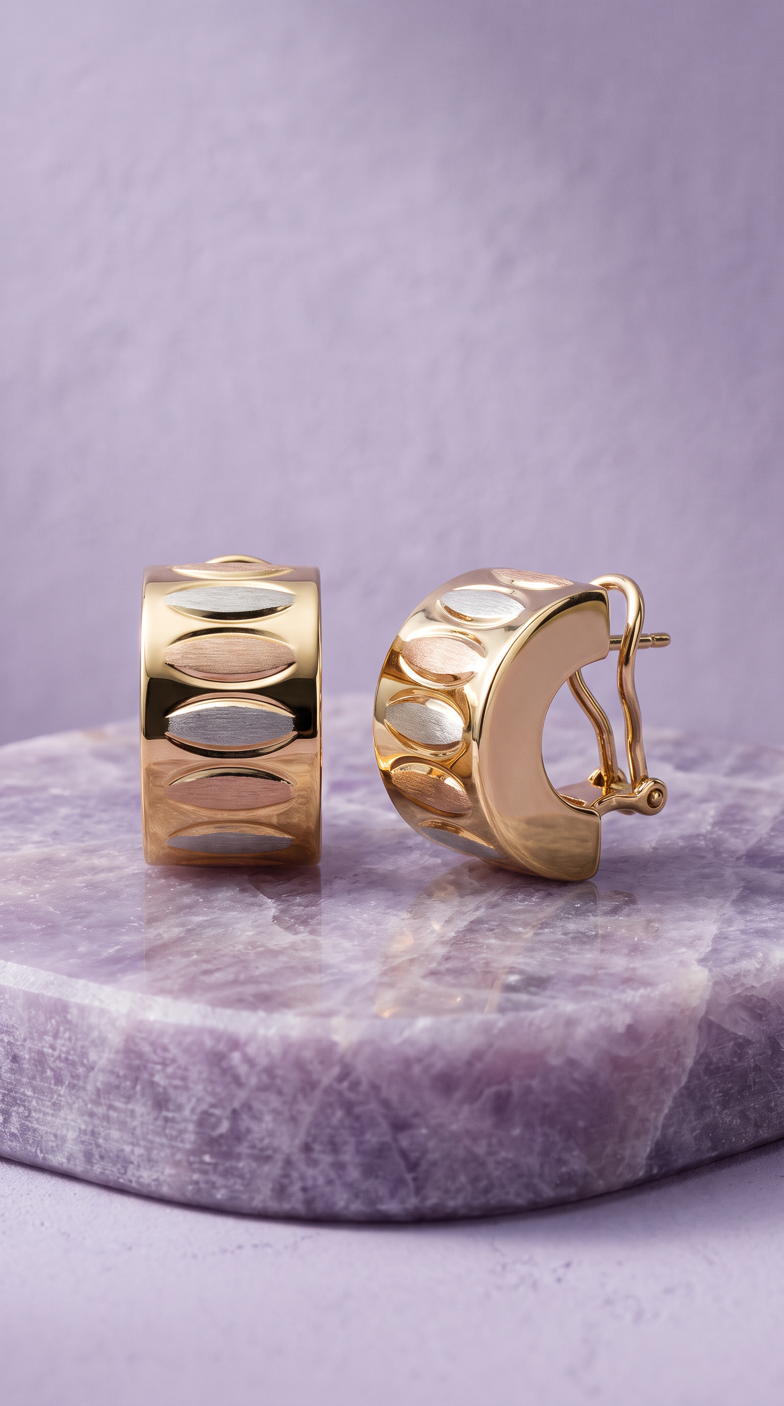 18K Multicolor Gold Hoop Earring