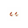 18K Yellow Gold White & Red Enamel Stud Earring