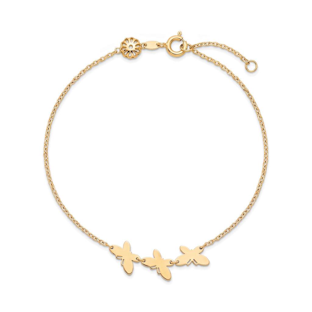 18K Yellow Gold Butterfly Chain Bracelet
