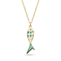 18K Yellow Gold Enamel Fish Necklace