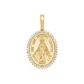 18K Gold Pendant Cubic Zirconia St. Mary Icon