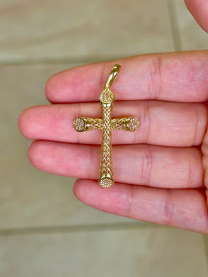 18k Gold CZ Cross Pendant