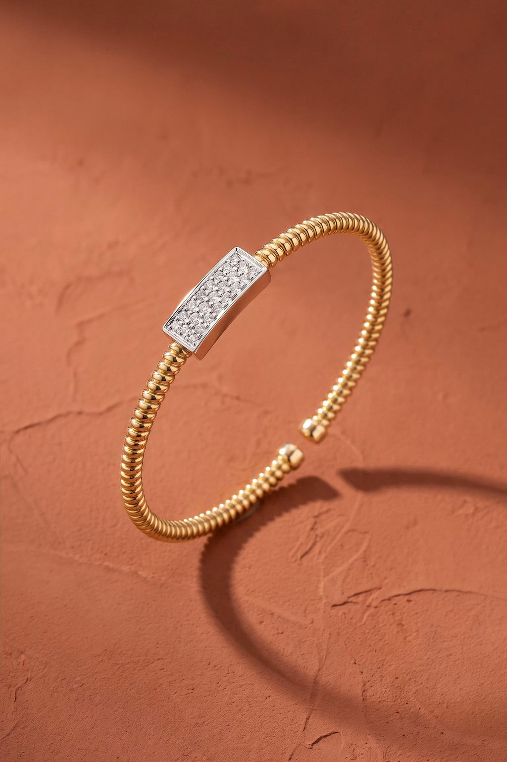 Diamond Two Tone Gold Cuff Bracelet