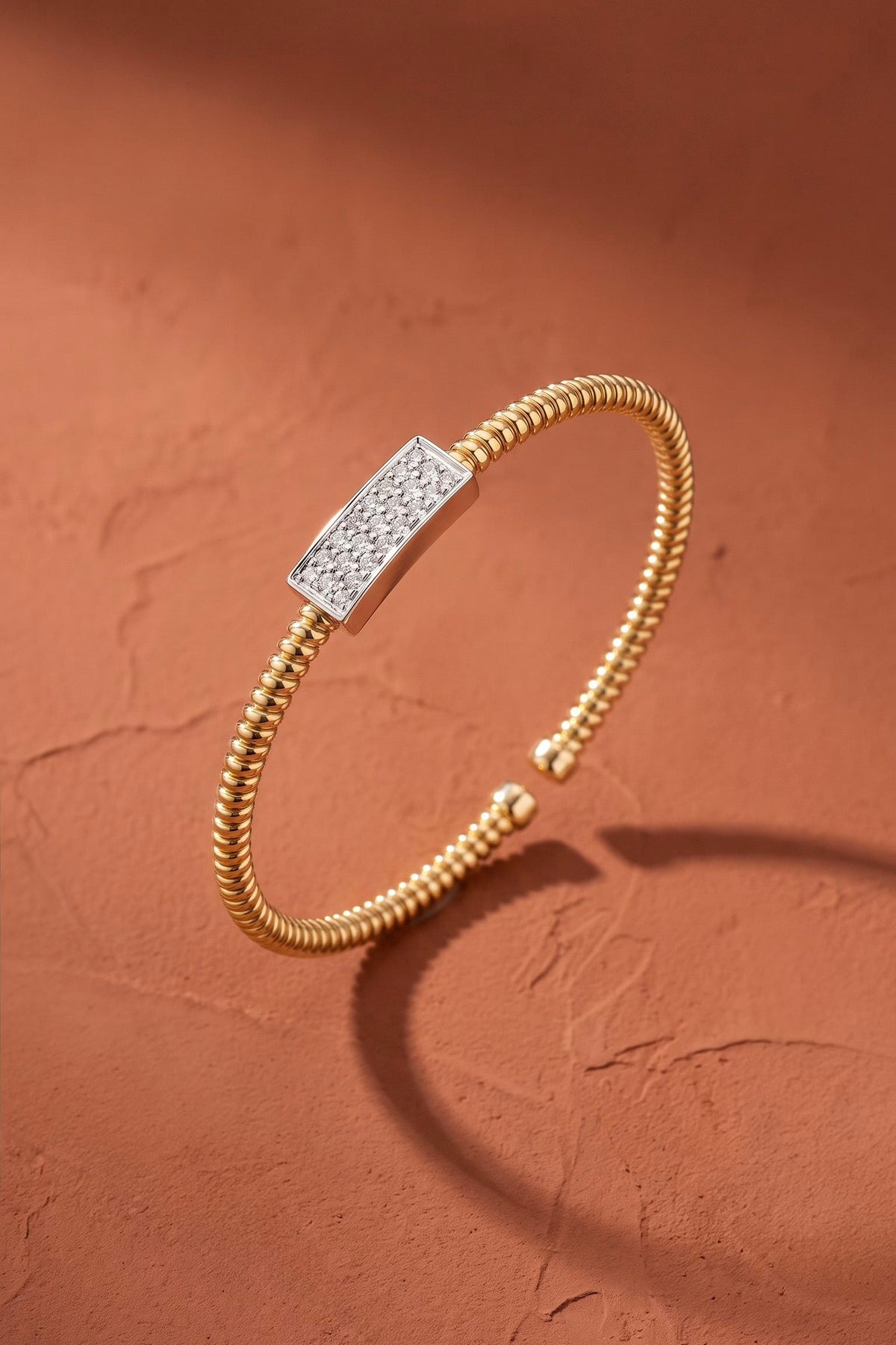 Diamond Two Tone Gold Cuff Bracelet