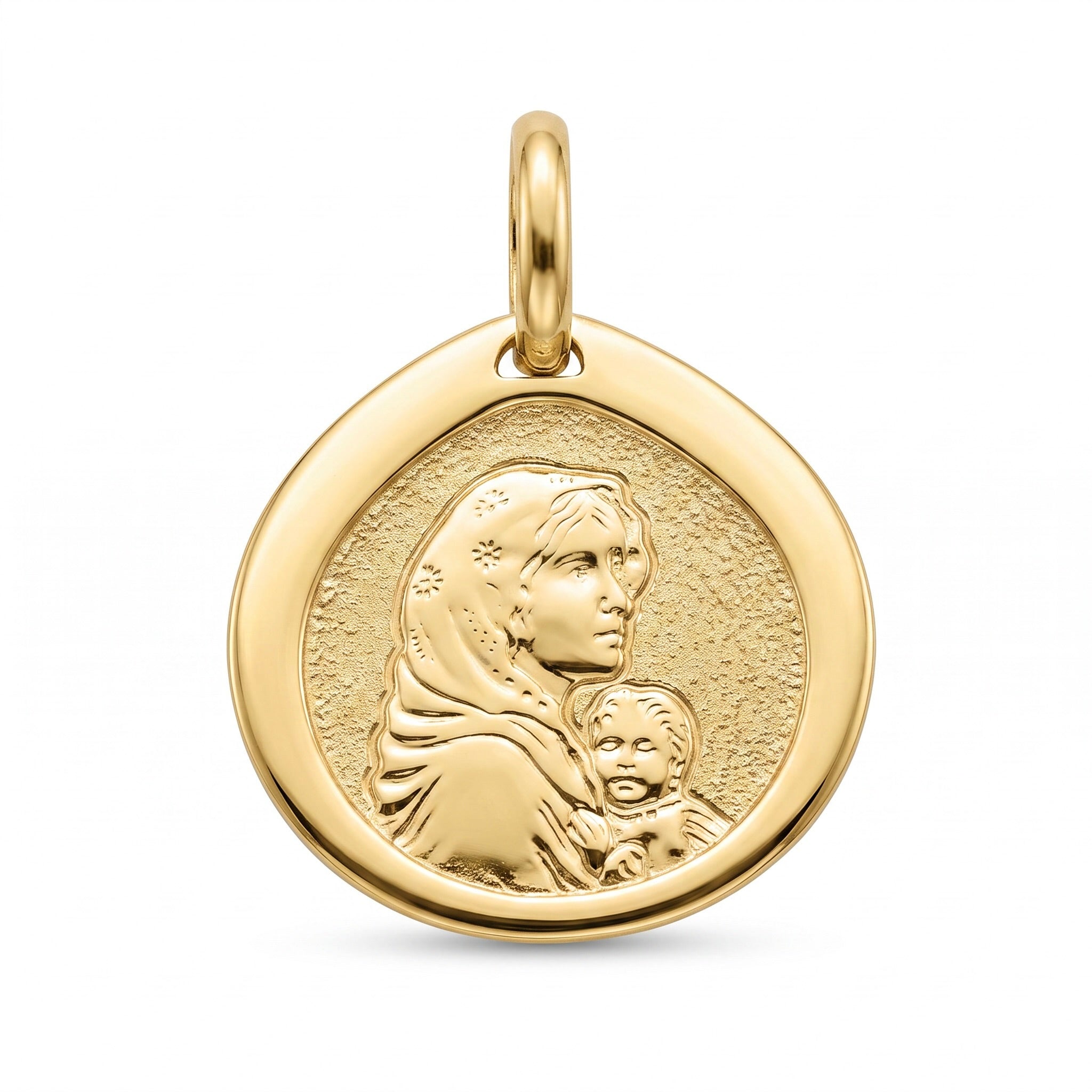 18K Yellow Gold St. Mary & Jesus Icon Pendant