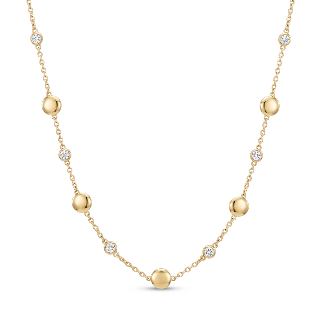 18K Yellow Gold Cubic Zirconia Necklace