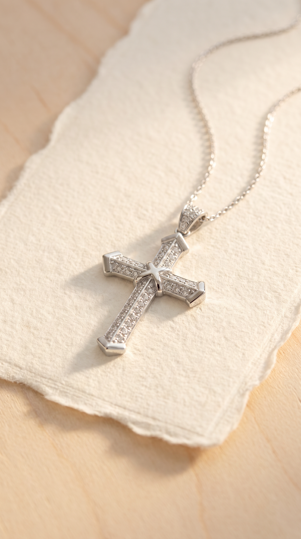 Diamond White Gold Cross Pendant