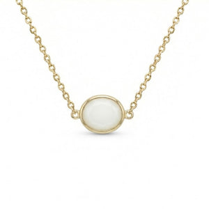 18K Yellow Gold White Opal Chain Necklace