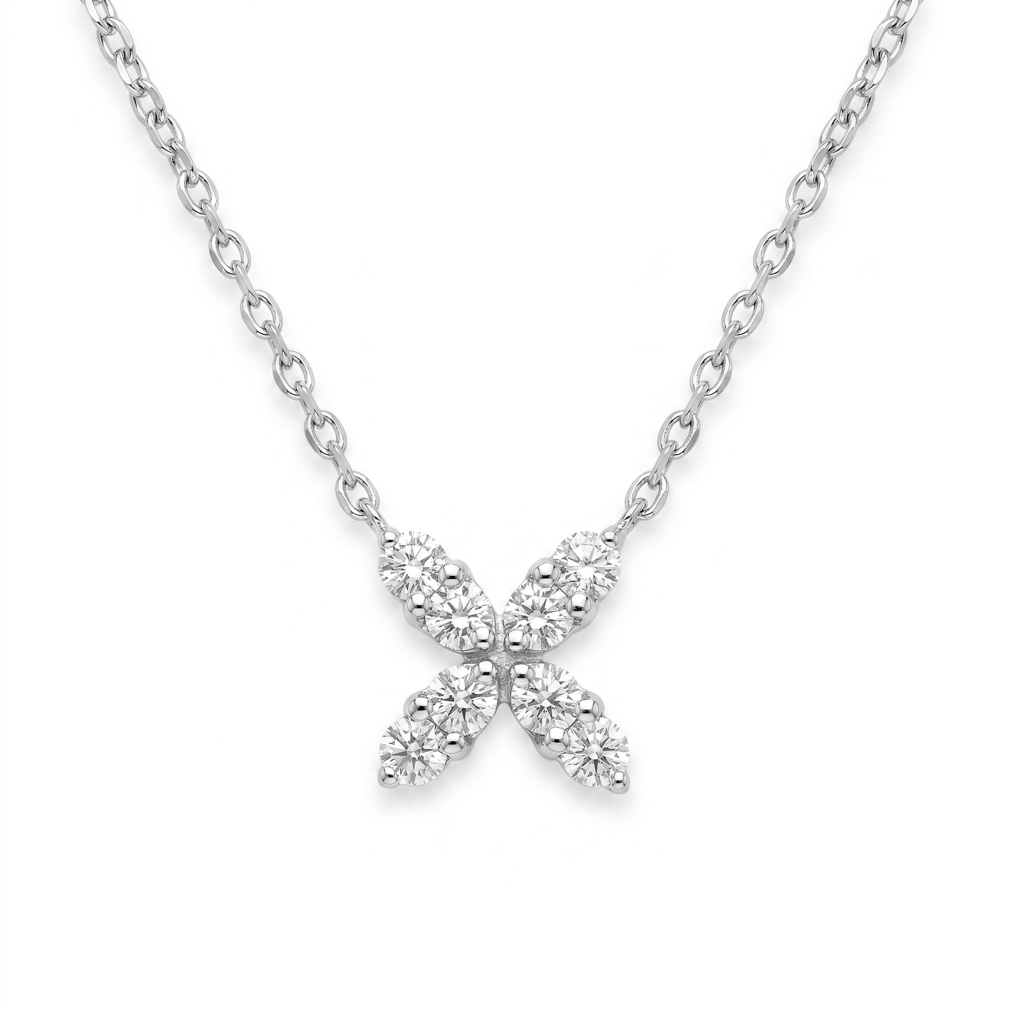 Diamond White Gold Butterfly Wing Chain Necklace