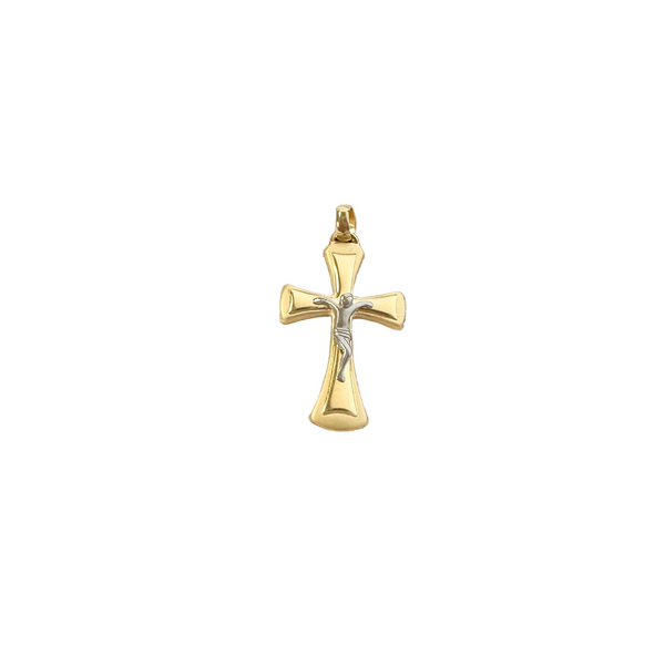 18k Gold Two Tone Cross Pendant