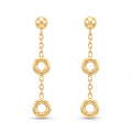 18K Yellow Gold Circle Dangle Earrings