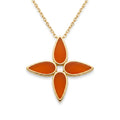 18K Yellow Gold Carnelian Flower Necklace